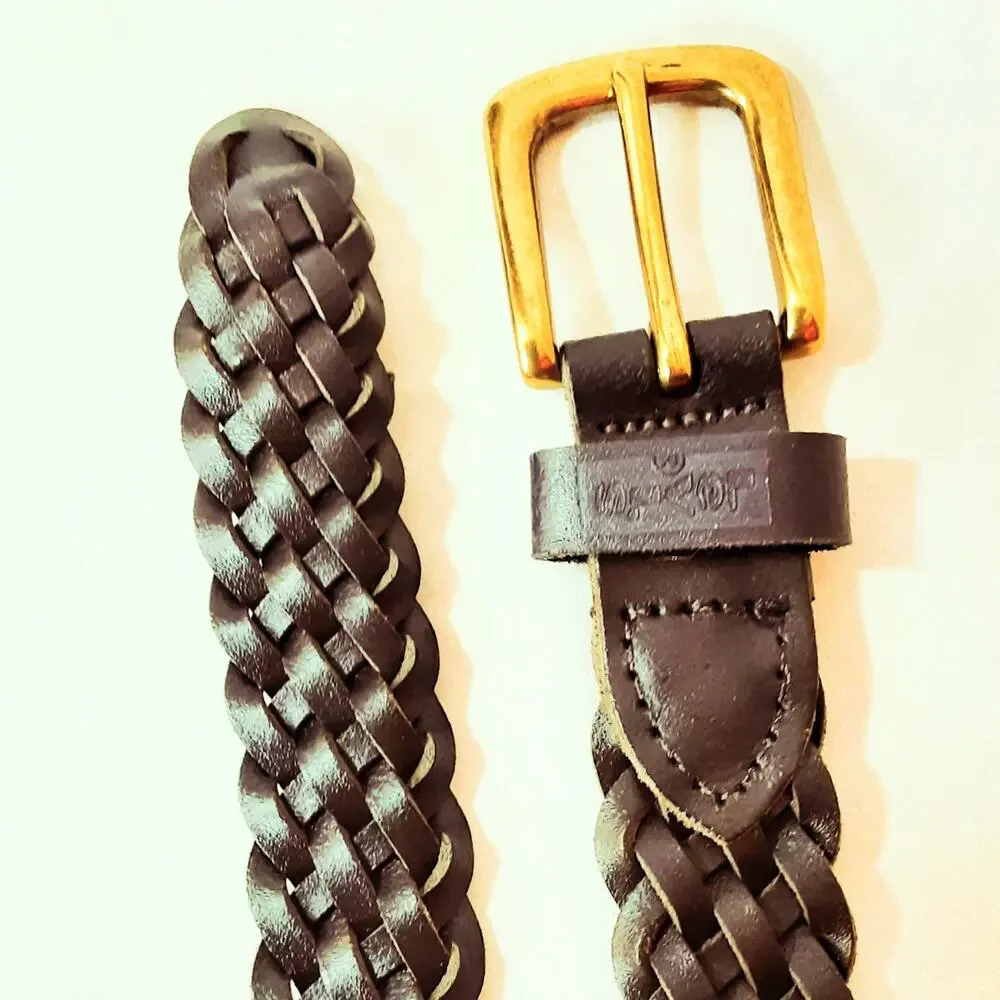 💎Levi's Boys Dark Brown Leather Braided Belt Size Small Made In Guatemala